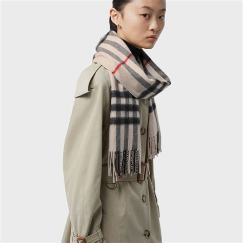 burberry classic cashmere fringe scarf|Burberry check cashmere scarf sale.